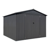 Arrow Double Swing Door Outdoor Metal Storage Shed with Sloped Roof, Charcoal, 10-ft x 10-ft