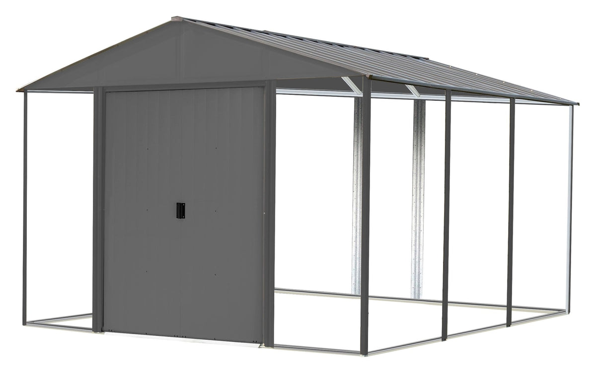 Arrow Ironwood Steel Hybrid Shed Kit, Anthracite, 10-ft x 12-ft