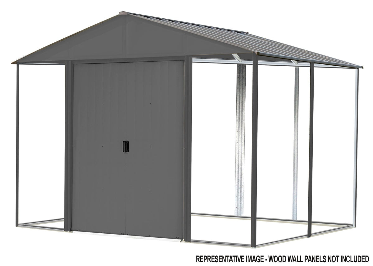 Arrow Ironwood Steel Hybrid Shed Kit, Anthracite, 8-ft x 8-ft