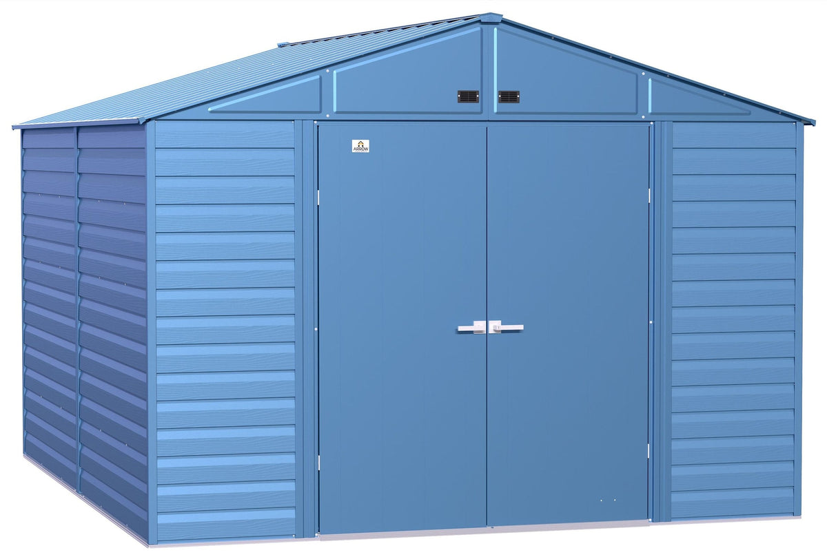 Arrow Select Galvanized Steel Storage Shed, Blue Grey, 10-ft x 12-ft