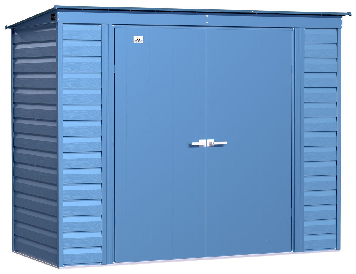 Arrow Select Galvanized Steel Storage Shed, Blue Grey, 8-ft x 4-ft