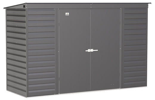 Arrow Select Galvanized Steel Storage Shed, Charcoal, 10-ft x 4-ft