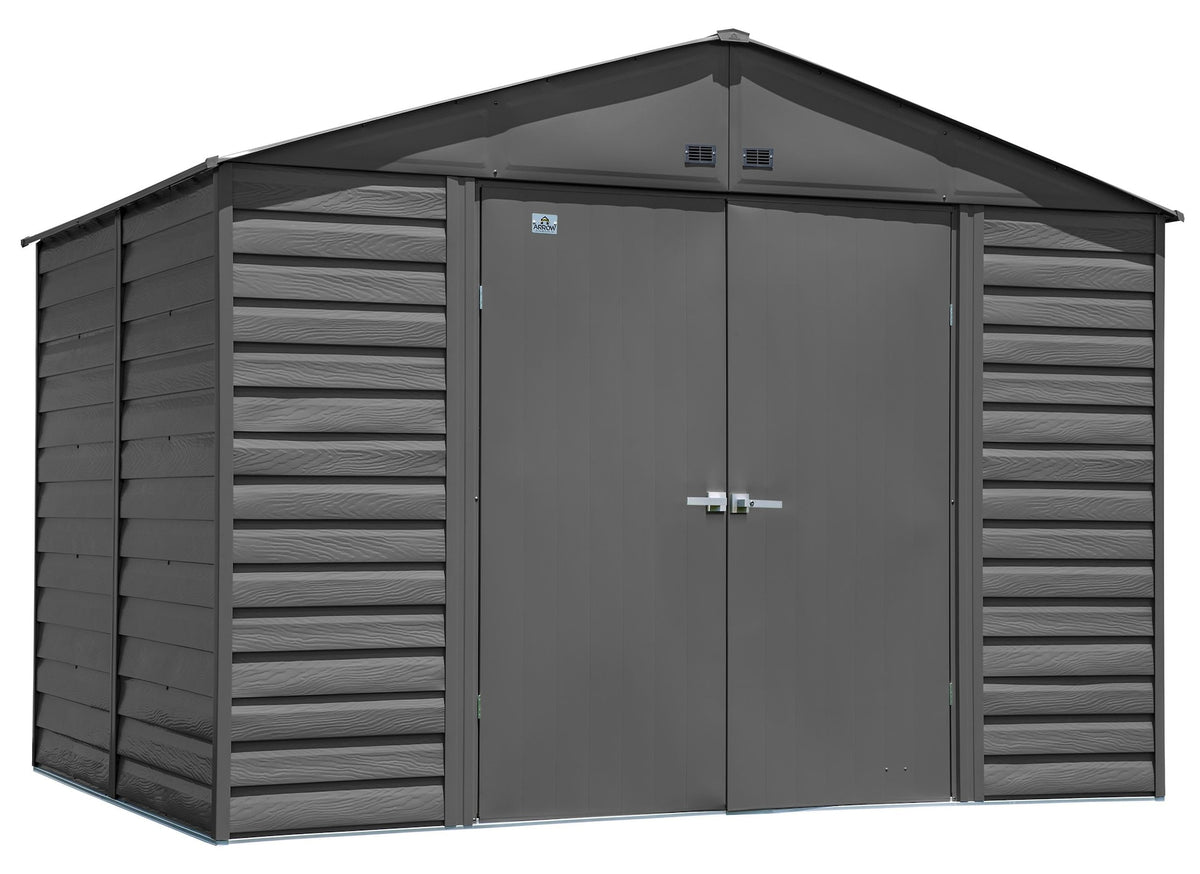 Arrow Select Galvanized Steel Storage Shed, Charcoal, 10-ft x 8-ft