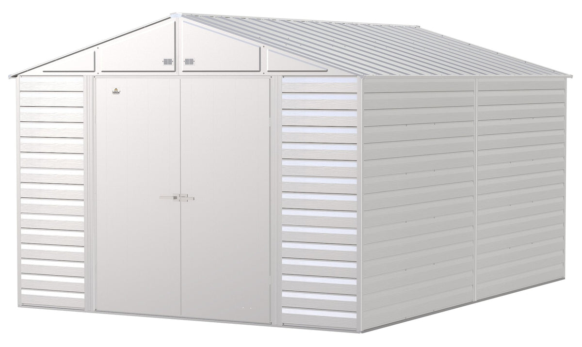 Arrow Select Galvanized Steel Storage Shed, Flute Grey, 10-ft x 14-ft
