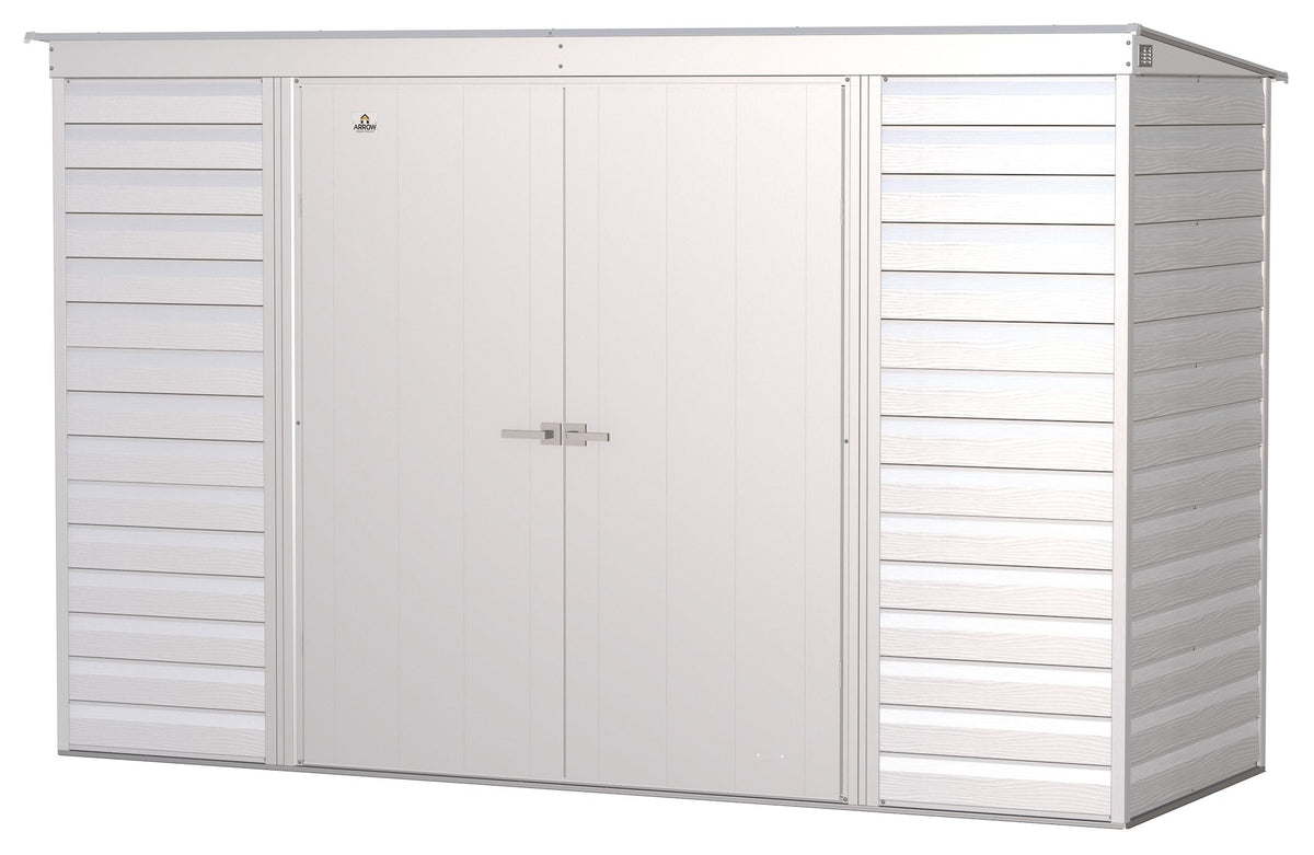 Arrow Select Galvanized Steel Storage Shed, Flute Grey, 10-ft x 4-ft