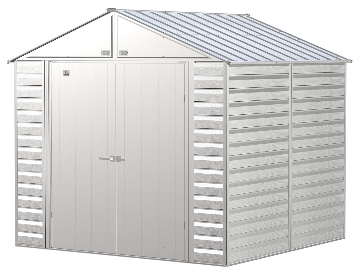 Arrow Select Galvanized Steel Storage Shed, Flute Grey, 8-ft x 8-ft