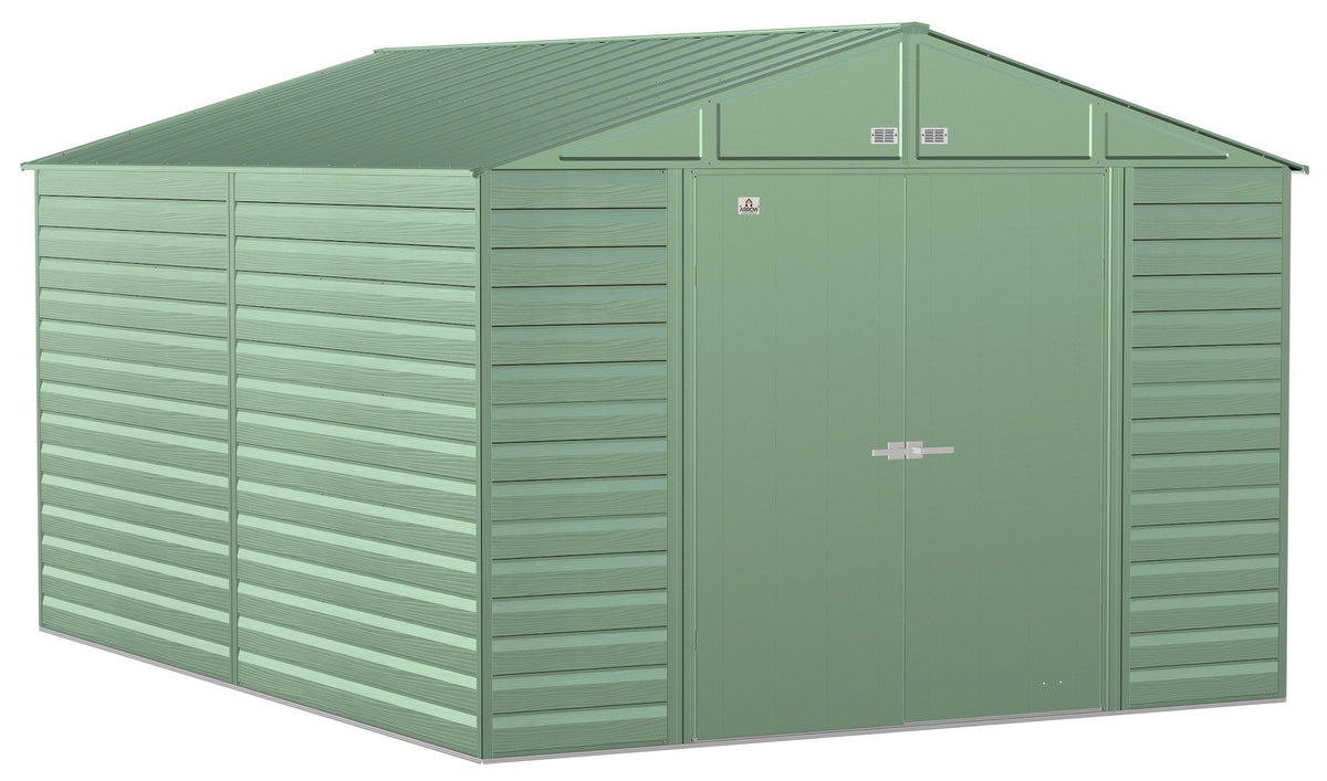 Arrow Select Galvanized Steel Storage Shed, Sage Green, 10-ft x 14-ft