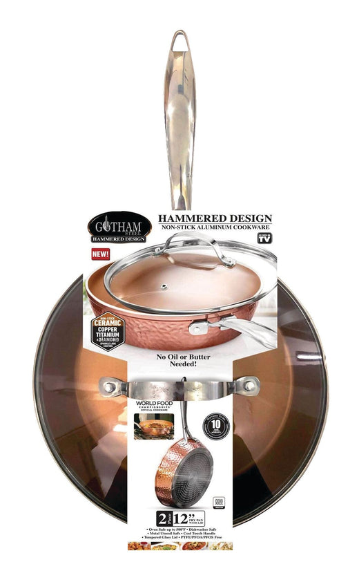 As Seen On TV Gotham Steel Hammered Diamond Pan with Lid, 12-in