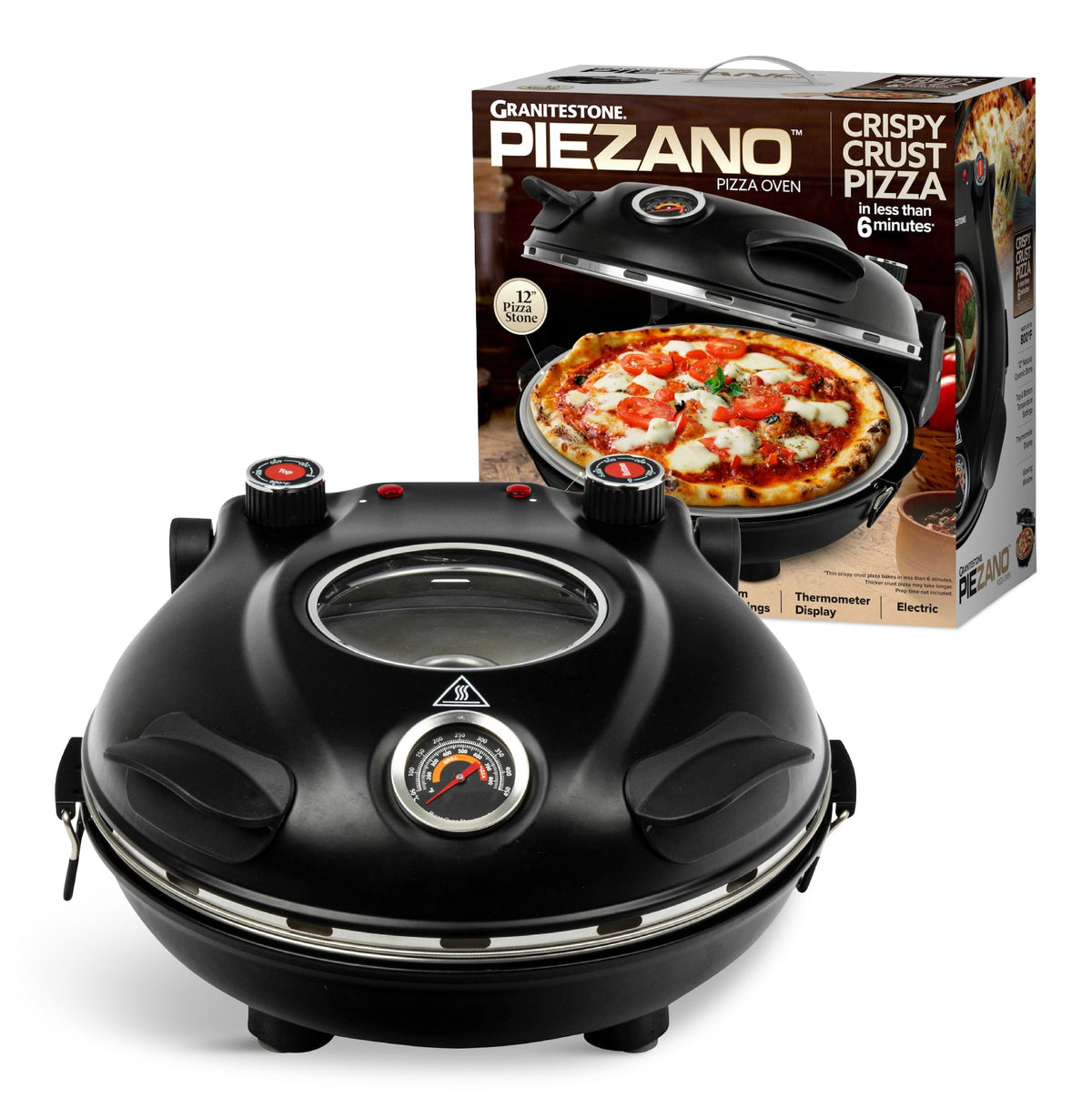 As Seen On TV Granitestone Piezano Electric Pizza Oven, 12-in, Black