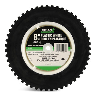 Atlas Plastic Lawn Mower Replacement Wheel with Geared Tread, 8-in x 1.75-in