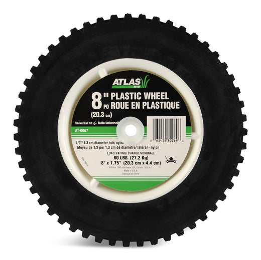 Atlas Plastic Lawn Mower Replacement Wheel with Geared Tread, 8-in x 1.75-in