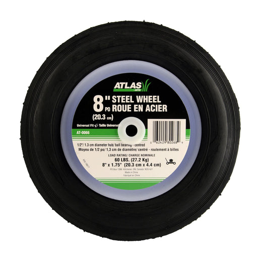 Atlas Steel Lawn Mower Replacement Wheel with Ball Bearings, 8-in x 1.5-in
