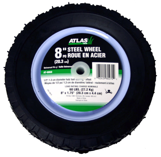 Atlas Steel Lawn Mower RePlacement Wheel with Ball Bearings, 8 in x 1.75-in