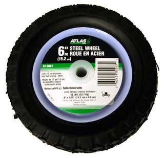 Atlas Steel Lawn Mower Wheel with Ball Bearings, 6-in x 1.5-in