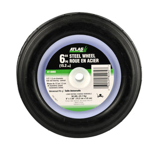 Atlas Steel Mower Wheel with Ball Bearings, 6-in