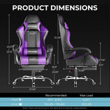 Gaming Chair with Footrest and Lumbar Support – Ergonomic Computer Chair with Headrest, 360° Swivel, Height Adjustable, White image 2