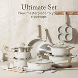 Carote Non Stick Pots and Pans Set, 21 Pcs Induction Kitchen Cookware Sets (Beige Granite) image 3