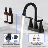Bathroom Faucets for Sink 3 Hole, Hurran 4 inch Matte Black Bathroom Sink Faucet with Pop-up Drain image 4