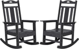 Outdoor Rocking Chairs Set of 2, HDPE All Weather Resistant Rocking Chair for Porch, Oversized Patio Rocker Chair for Adult, Outdoor Rockers for Garden Lawn