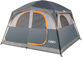 A 6-person waterproof and windproof portable family camping tent, with a double-layer structure, equipped with 1 mesh door and 5 large mesh windows - height of 10 feet × 9 feet × 78 inches (unit: inches)
