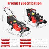 Self Propelled Gas Lawn Mower, 20-Inch 140cc OHV Engine 3-in-1 Gas Mower,Adjustable Cutting Height for Sports Fields, Community Greening, Municipal Greening image 2
