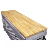 72 in 18-Drawer 24 in. D Mobile Workbench with Solid Wood Top Stainless Steel image 2