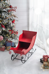 Christmas Sleigh Outdoor Decorations Large-sized Worn Red Metal Santa Sleigh Toy Decoration Gift Basket Winter Decorations Indoor Christmas Garden Santa Sleigh Decoration - 39 inches (Sleigh-L) image 2