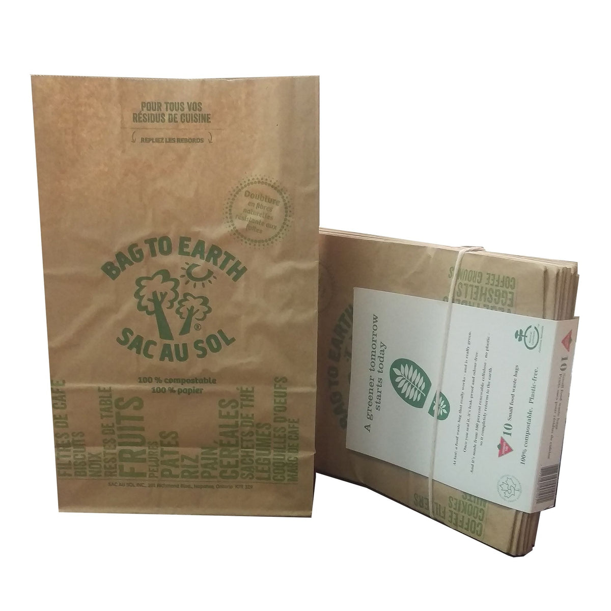 Bag to Earth Small Organic Compostable and Biodegradable Food Waste Bags, 10-pk, 5.5-L