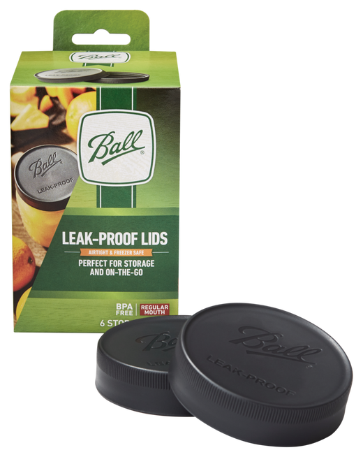 Ball Regular Mouth Plastic Leakproof Storage Lids for Mason Jars, 6-pk