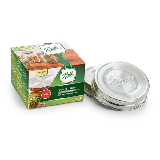 BALL Regular Mouth Stainless Steed Lids, Rust-Resistant, 3-pk