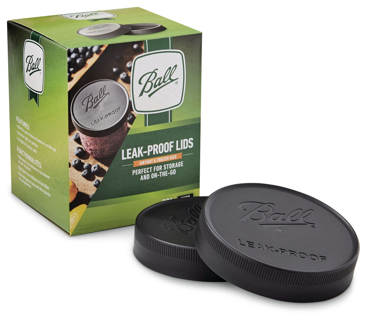 Ball Wide Mouth Plastic Leakproof Storage Lids for Mason Jars, 6-pk