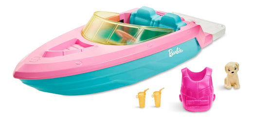 Barbie 3-Seater Floating Boat with Puppy & Accessories, Ages 3+