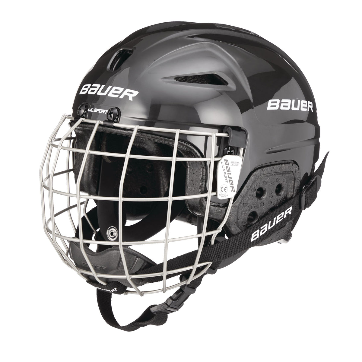 Bauer Lil' Sport Child Hockey Helmet & Cage Combo, Youth, Black