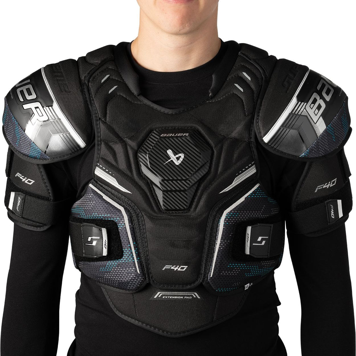 Bauer Supreme F40 Hockey Shoulder Pads, Junior, Black, Assorted Sizes