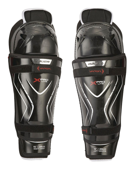 Bauer Vapor X Pro Lite Junior Hockey Shin Guards with Tapered Fit, Hyperlite HD Foam, Black
