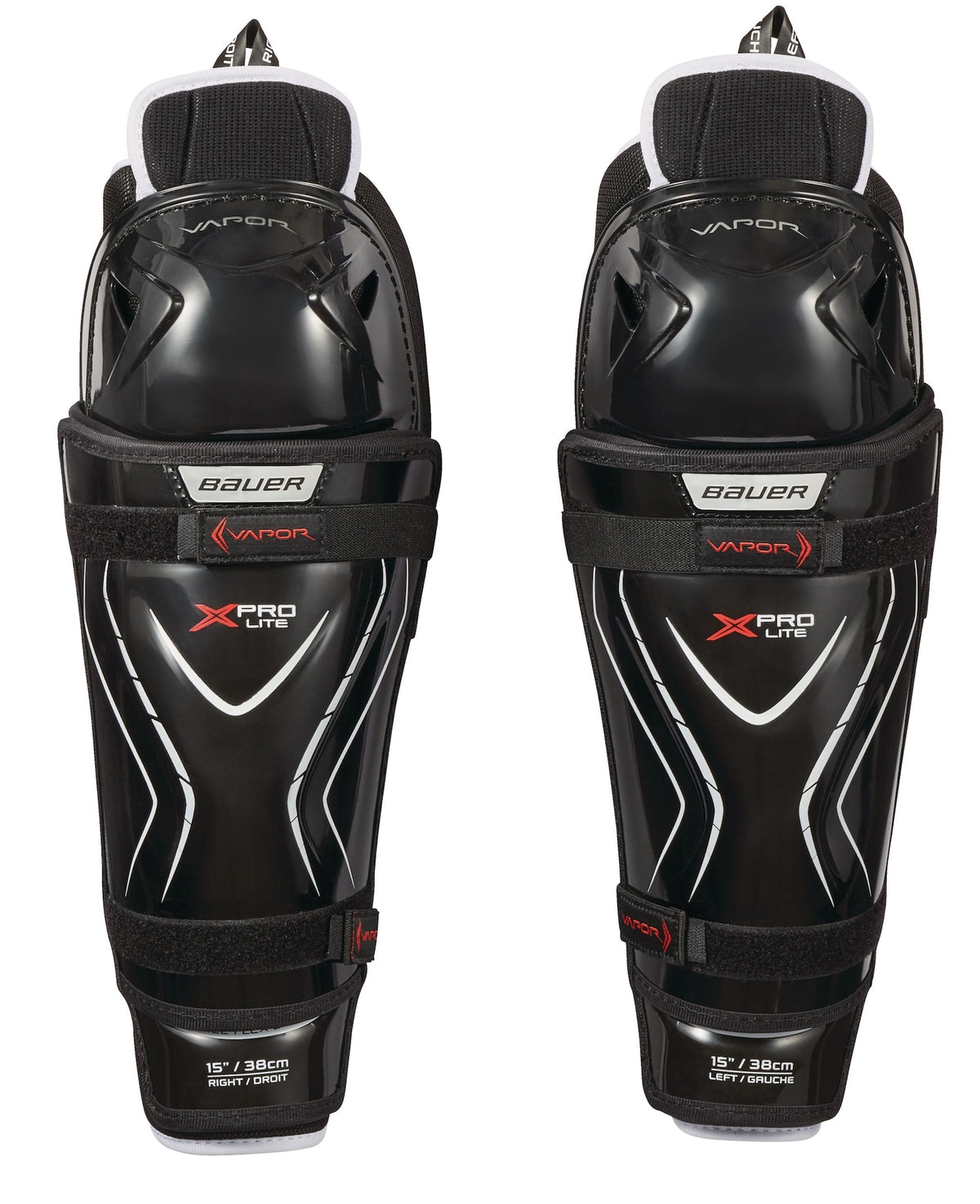 Bauer Vapor X Pro Lite Senior Hockey Shin Guards with Tapered Fit, Hyperlite HD Foam, Black