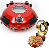 Electric Pizza Oven with Ceramic Stone, Viewing Window, Adjustable Heat Control, Timer and 1200W Baking Power, DIY Homemade Pizzeria, Large 12-- Pie Capacity (Black) image 2