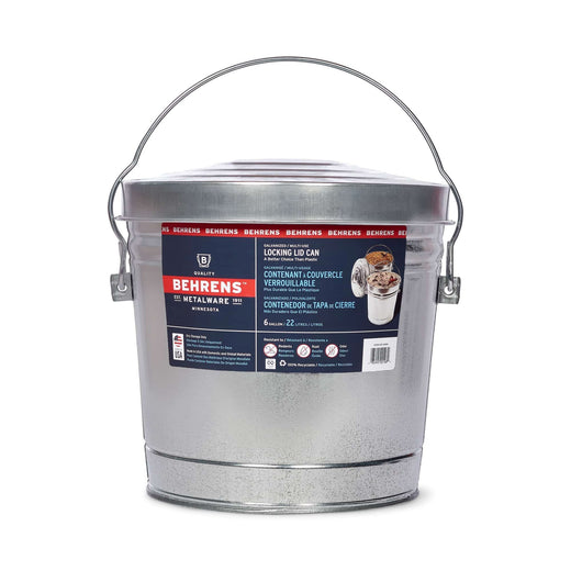 Behrens Galvanized Steel Multi-Use/Garbage Can with Locking Lid, 22-L (6 US gal)