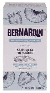 Bernardin Regular Mouth Replacement Snap Lids and Bands for Mason Jars, 12-pk