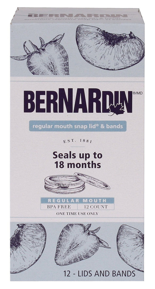 Bernardin Regular Mouth Replacement Snap Lids and Bands for Mason Jars, 12-pk