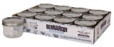 Bernardin Wide Mouth Decorative Glass Mason Jars with Snap Lids and Bands, 250 mL, 12 Count