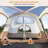 Camping Tent, 4-6 Person Family Cabin Tents, Large Waterpoof Tents for Camping Outdoor, 210D Oxford Fabric Blackout Foldable Sunburn Prevention Tent with 2 Rooms, 3 Foyers for Picnic Khaki image 3