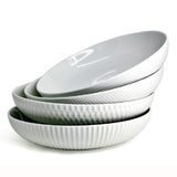 Bia Embossed White Dinner Bowl Set, 24-cm, 4-pc