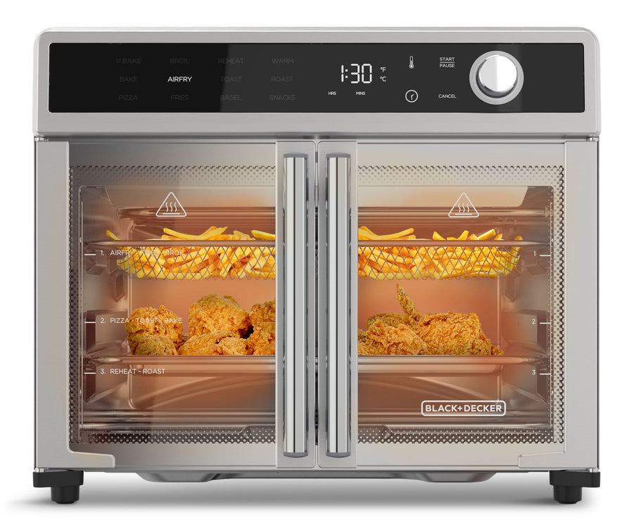 Black & Decker 12-in-1 French Door Digital Countertop Convection Oven with Air Fry, 6-Slices
