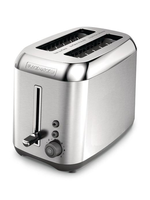 Black & Decker Kitchen Tools Extra Wide Slots Toaster with 7 Settings, Stainless Steel, 2-Slices
