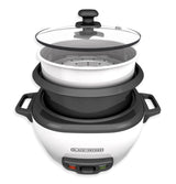 Black & Decker Non-Stick Rice Cooker & Steamer White, 6 Cups image 3