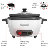 Black & Decker Non-Stick Rice Cooker & Steamer White, 6 Cups image 7