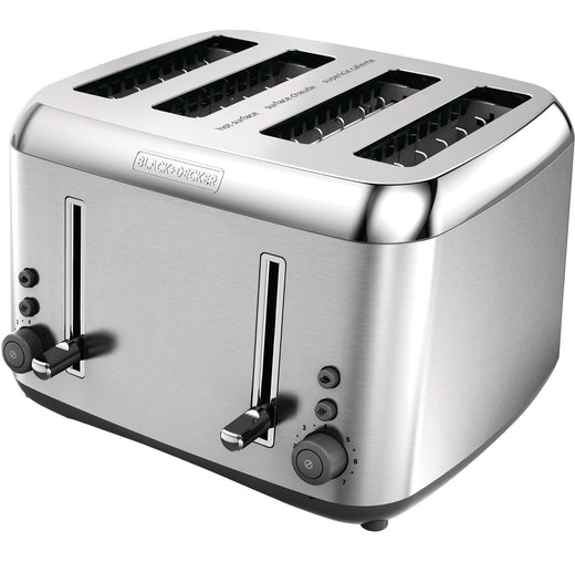 Black & Decker Toaster Kitchen Tools Extra Wide with 7 Settings, Stainless Steel, 4-Slices