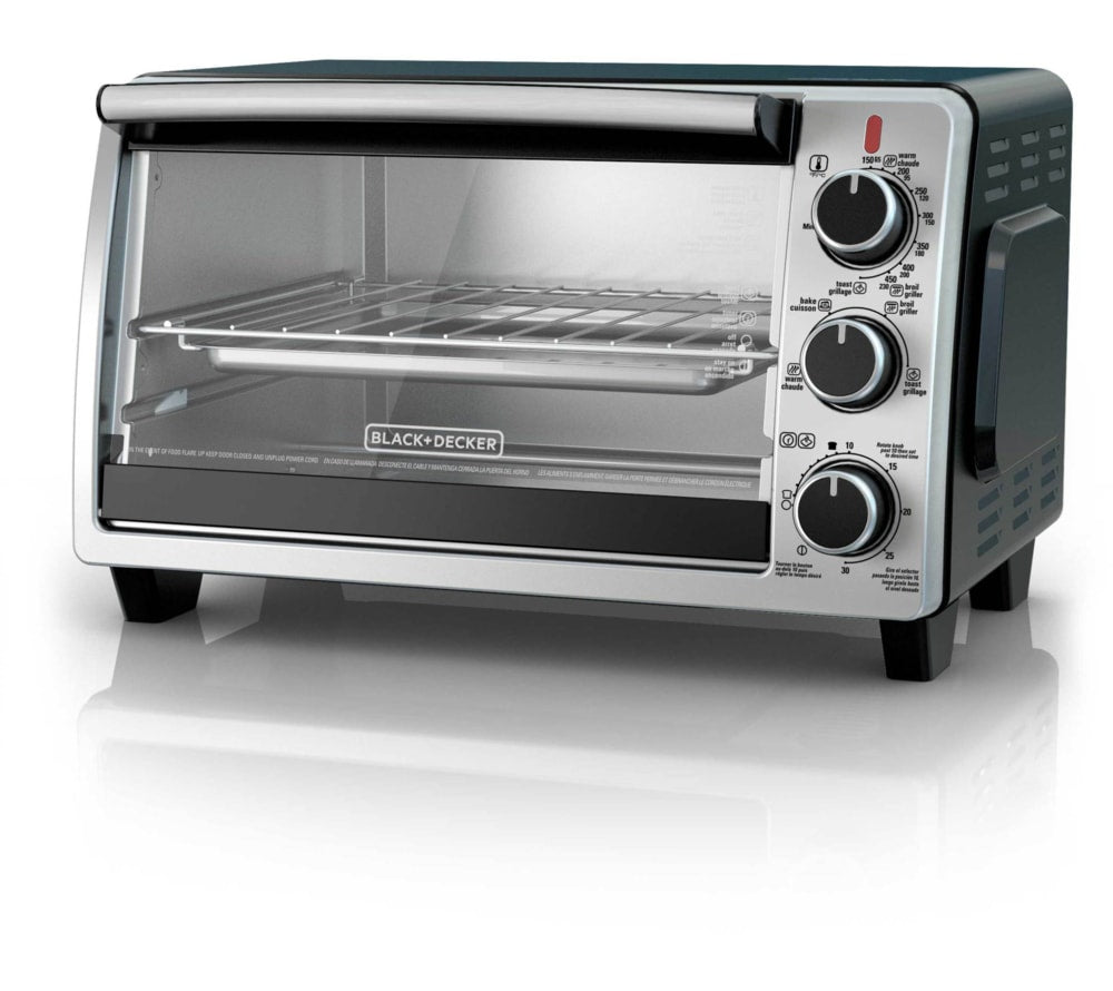 Black & Decker Toaster Oven with 4 Functions, Stainless Steel, 6-Slices