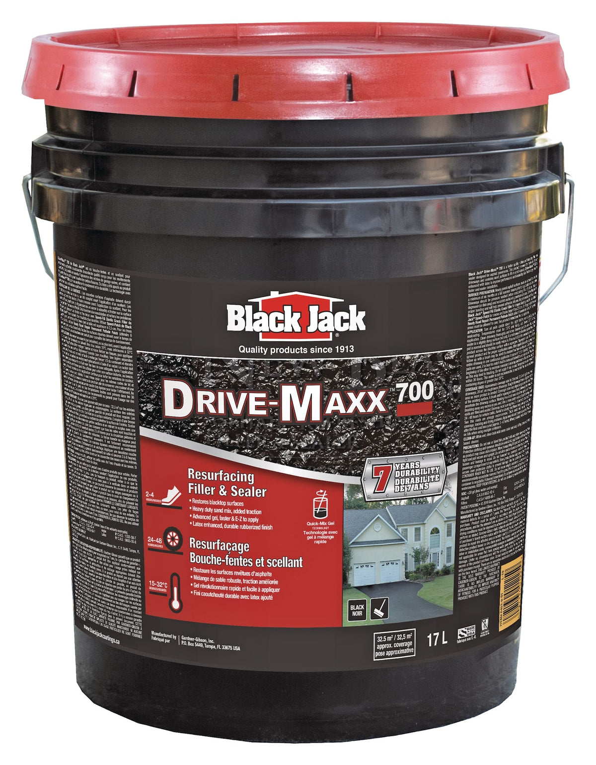 Black Jack Drive-Maxx 700 7-Year Asphalt Driveway Filler & Sealer, 32.5 sq. m Coverage, 17-L